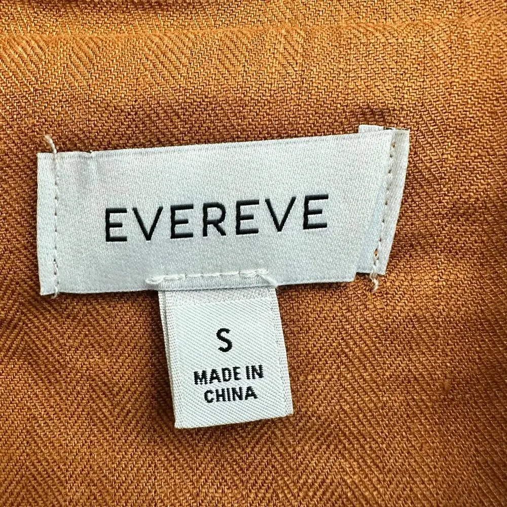 Evereve Double Breasted Linen Blend Blazer Burnt Orange Women's Small Business - Picture 4 of 7
